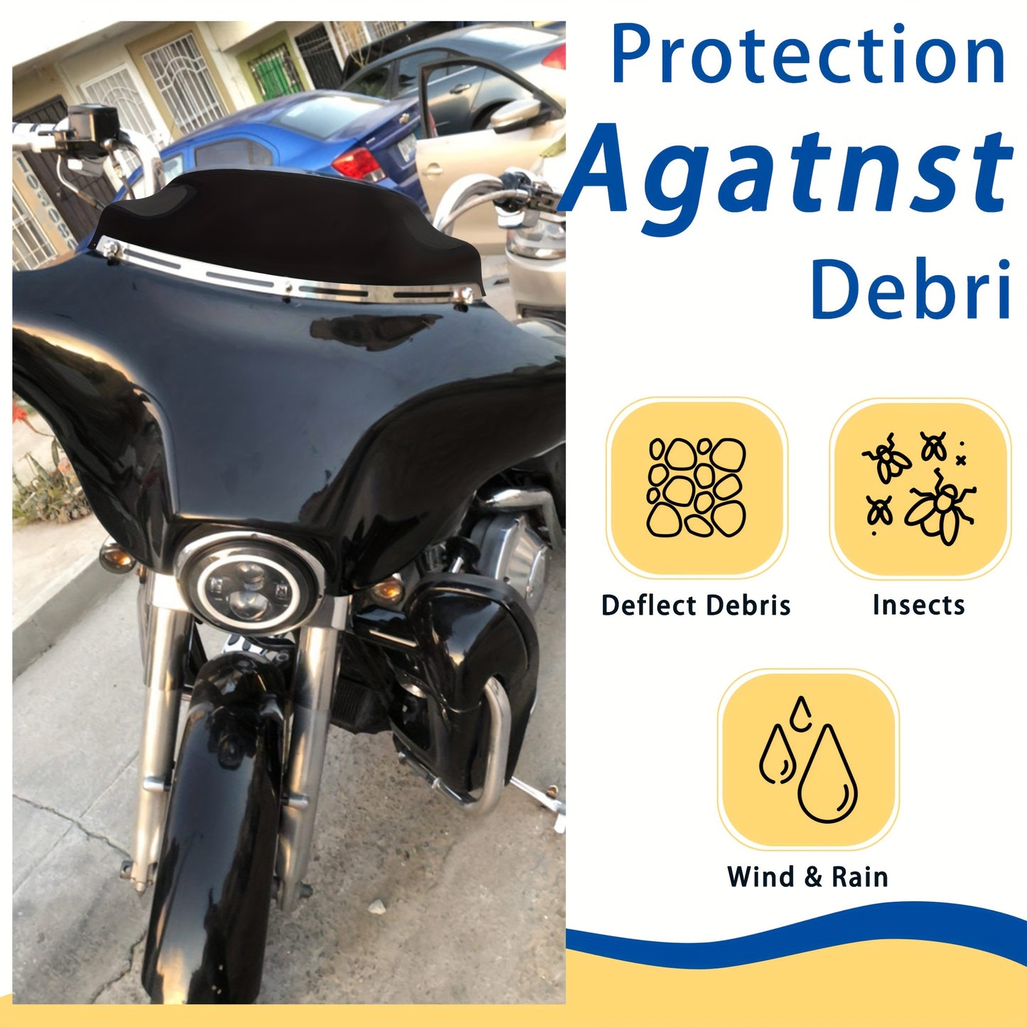6-Inch Wave Windshield Windscreen Wind Splitter Suitable for Harley Touring Models from 1996 to 2013, Including Street Glide, Electra Glide, Tri Glide, And Ultra Classic Glide, Available in Black, Clear, Or Smoke