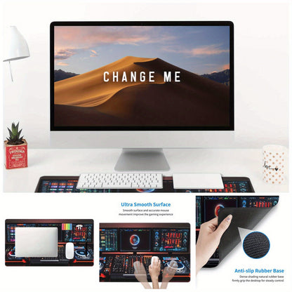 Pro DJ Mouse Pad, Designed Like Traktor Kontrol S4 MK3 - Illuminated Buttons, Jog Wheels, And Digital Display | Washable Non-Slip Rubber Base | Perfect for Music Production And Home Studios, DJ Accessories