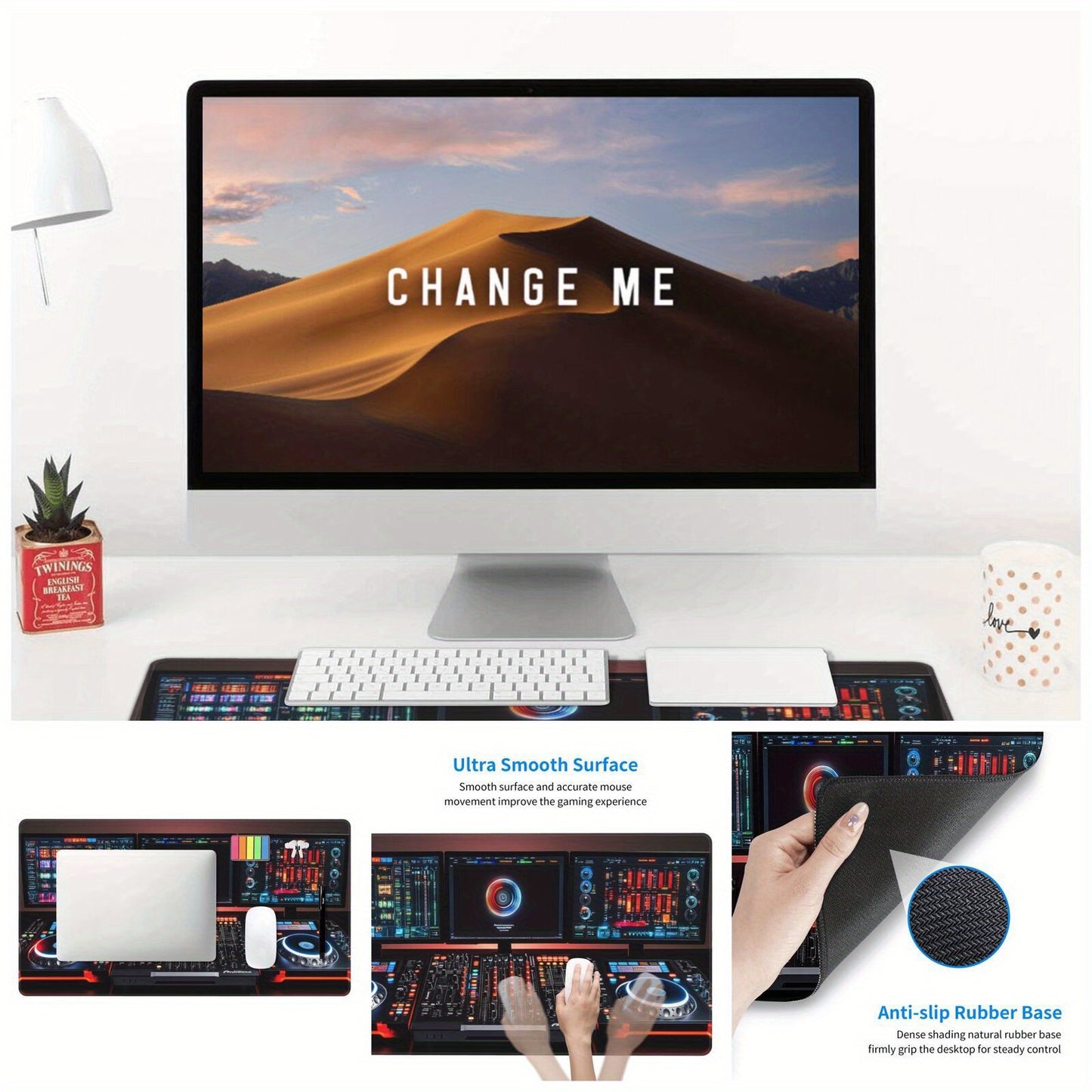 Pro DJ Mouse Pad | Designed Like Traktor Kontrol S4 MK3 - Illuminated Buttons, Jog Wheels, Digital Display | Washable Non-Slip Rubber Base | Perfect for Music Production and Home Studios, DJ Accessories