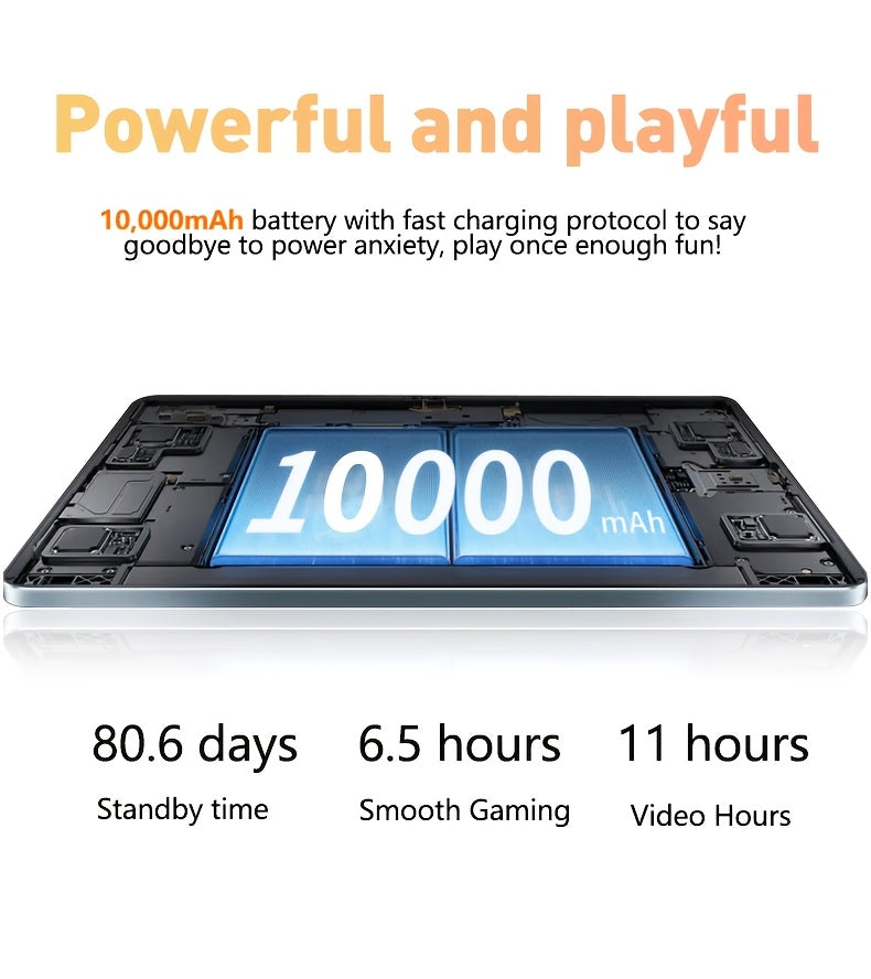 Android Tablet Gray Purple, 10.1-inch 2-in-1 Tablet, 256GB Storage ROM, 8GB, 2KHD Supports WiFi Android 14, 10000mAh, 2560 * 1600 Resolution 16MP+32MP Dual Camera, Suitable for Online Courses, Work Games, Entertainment