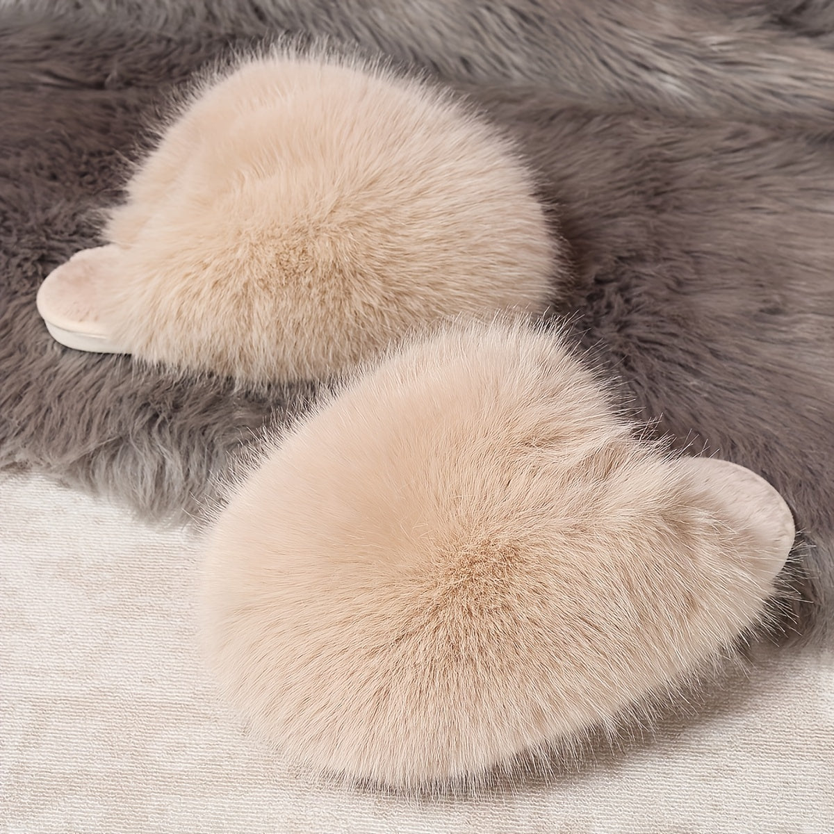 Women'S House Slipper, Indoor Slipper For Women, Slip-on Shoe For Women, Elegant Plush Furry Slippers With Non-slip Rubber Sole, Soft Warm Lining & Cozy Closed-toe Design, Korean Style Slip-on Slippers For Home, Office, Casua