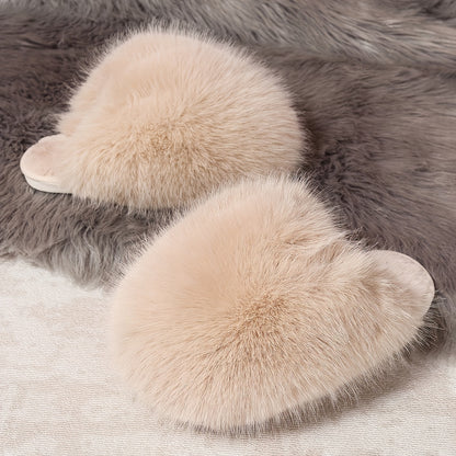Women'S House Slipper, Indoor Slipper For Women, Slip-on Shoe For Women, Elegant Plush Furry Slippers With Non-slip Rubber Sole, Soft Warm Lining & Cozy Closed-toe Design, Korean Style Slip-on Slippers For Home, Office, Casua