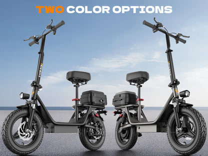 Hisent Adult Electric Scooter- 20 Mph, 740W Peak Motor, 10Ah/15Ah Lithium Battery, 15-40 Mile Range, 14 Foldable With Seat And Storage Box, Dual Suspension, Dual Brake System, Ample Storage, Alloy Steel Frame Durable, Commute