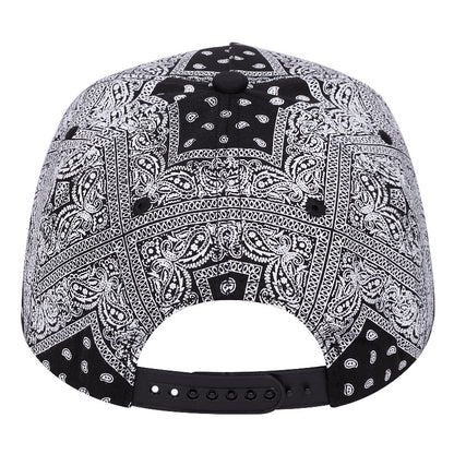 Men's Los Angeles Crimes Baseball Cap - Stylish Black & White Paisley Design with "LACRIMES" Text, Adjustable Fit for Outdoor Sports, Baseball Cap.woven fabric.