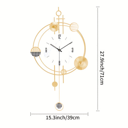 1pc Modern Minimalist Large Wall Clock with Black & Golden Face - Large Easy-to-Read White Hands, Black/White/Golden Iron Frame, Quiet Sweep Movement, Shut-Off, - for Home, Office, Restaurant Decor - Elegant Modern Home Decor