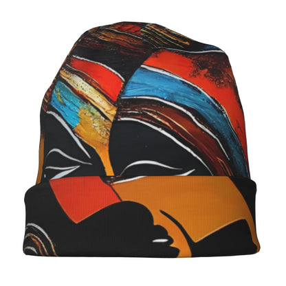 BIIHUDU African Tribal Women & Men's Beanie Hat - Unisex Boho Bonnet with Ghanaian/ Nigerian/ Maasai Patterns, Black/Orange/Red/Blue/White/Teal/ Golden/ Brown/ Turquoise - Cultural Headwear for Parties & Everyday Style, Beani