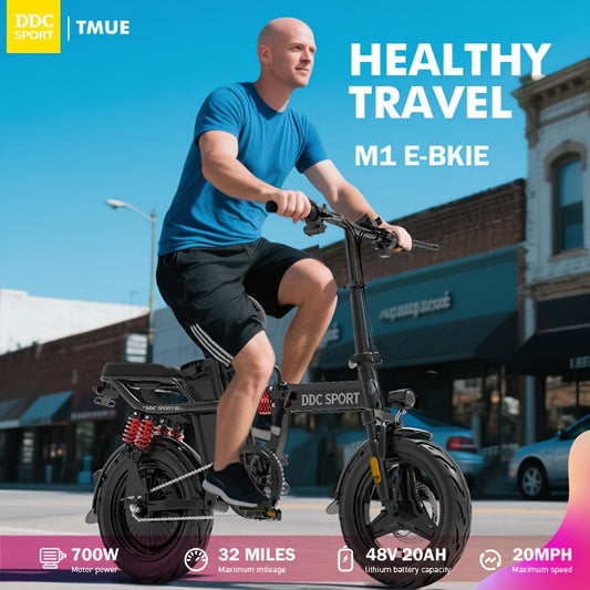 Discover Without Limits: 700W Collapsible Electric Bicycle for Grown-Ups. Reach Speeds of 20MPH And Travel Up to 35 Miles on a 48V Battery. Conquer 25° Inclines, Support Up to 385 Pounds, And Enjoy a Comfortable Ride with Ef