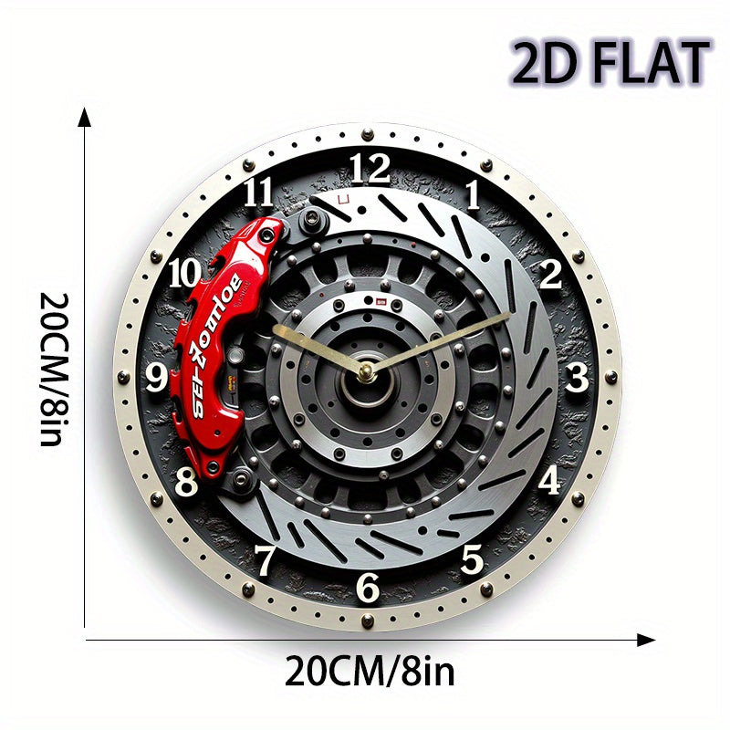1pc 12-Inch Silent Non-Ticking Racing Brake Disc Wall Clock - Modern Motorsport Decor with Red Brake Disc Design, Quartz Movement, Acrylic Construction - for Living Room, Garage, Office, for Man Cave - Perfect Racing Car Enth