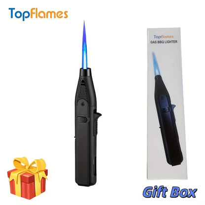 1300° Torch Lighter Featuring a Blue Flame And Safety Lock, a Bright Flame Lighter That Is Refillable with Butane Gas, Designed for Outdoor Use with Windproof Jet Flame, Comes in Gift Box Packaging, Ideal for Candles, Bbqs,