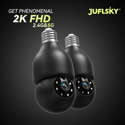 2K FHD Smart Bulb Security Camera - Wireless Indoor Light Socket Cam With 360° Panoramic PTZ, 5G/2.4G WiFi, Motion Tracking & Auto Alerts, Color Night Vision & Two-Way TalkFHD