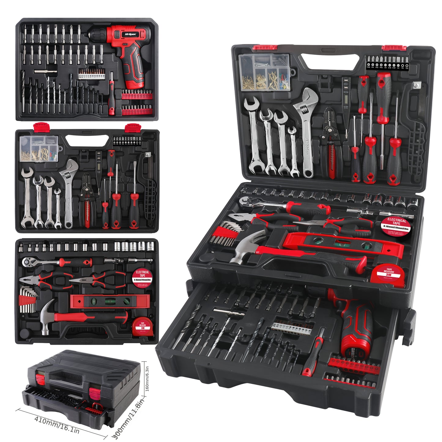 Tool Set, Car Repair Tool Set with Metal Toolbox Storage Box, Toolbox Storage Box with Drawers, Car Portable Iron Toolbox, Hand Tool Set, - Perfect for Maintenance Workers, Father's Day, Valentine's Day Gifts