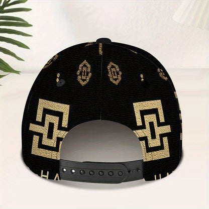1pc 2D Thanksgiving Elegant Golden Pattern Print Baseball Cap - Full-Body Polyester Hat with Bold Vibrant Design, Ideal for Streetwear, Sports & Outdoor Running., Casual Wear, Streetwear Fashion, Trendy Headwear, Durable Fabr