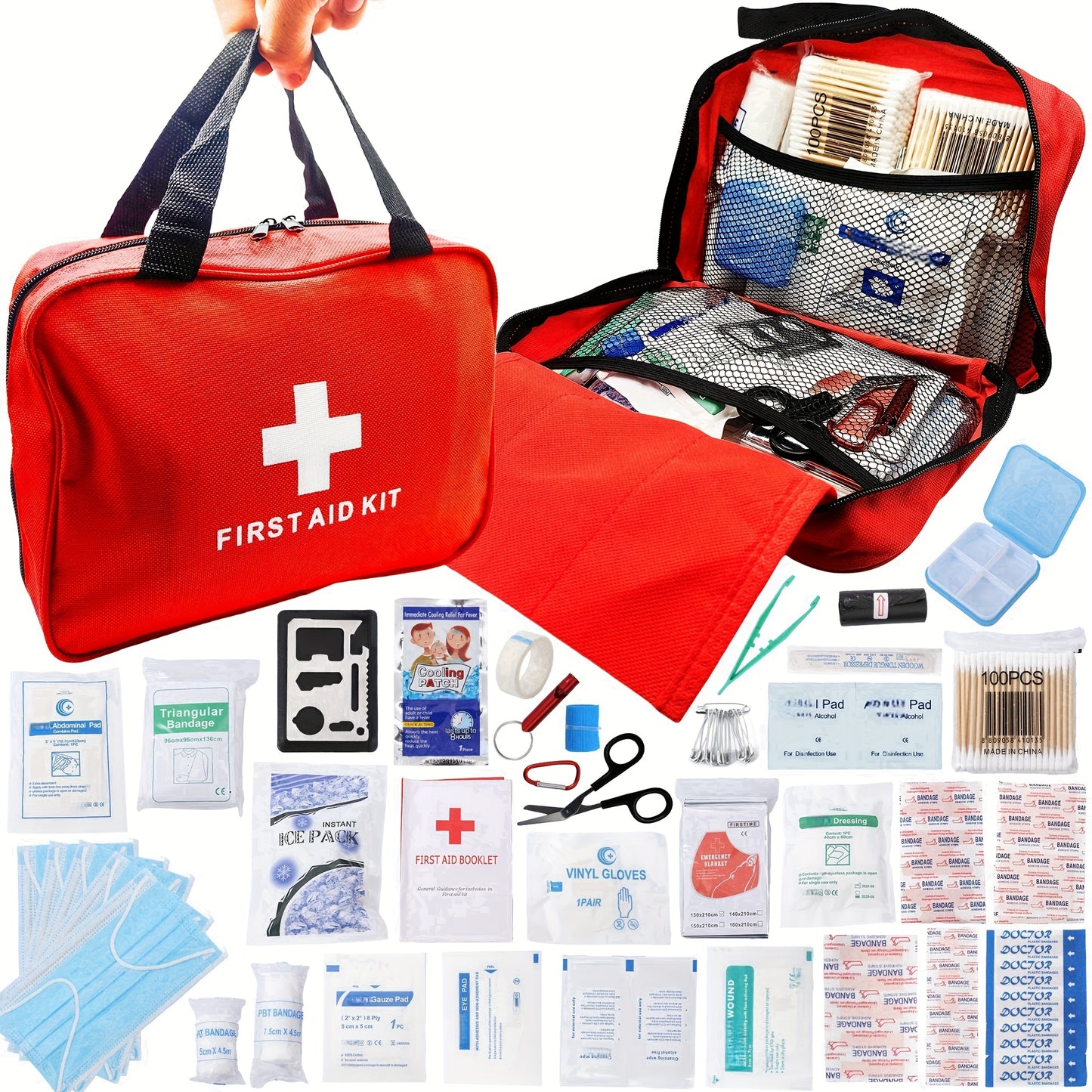 344/738/1030pcs In One Multifunctional Portable Emergency Kit, Suitable for Family, School, Car, Travel, Outdoor Exploration, Essential for Preventing Emergencies, And The Thoughtful First Choice Gift for Family And Friends!