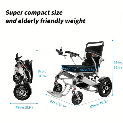 Lightweight And Foldable Electric Wheelchair, Senior Citizen Mobility Scooter. The Whole Vehicle Only Weighs 39.68/57.32 LB And Can Be Folded With Just One Click For Convenient Storage.