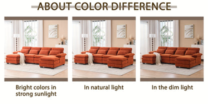 110'' U-Shaped Comfort 4-Seater Cloud Sofa, Modern Deep-Seat Comfort Living Room Sofa, Chenille Fabric