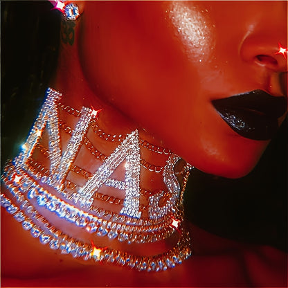 1pc European and American style NASTY letter necklace exaggerated rhinestone claw chain fashionable sexy punk neckline Women's style
