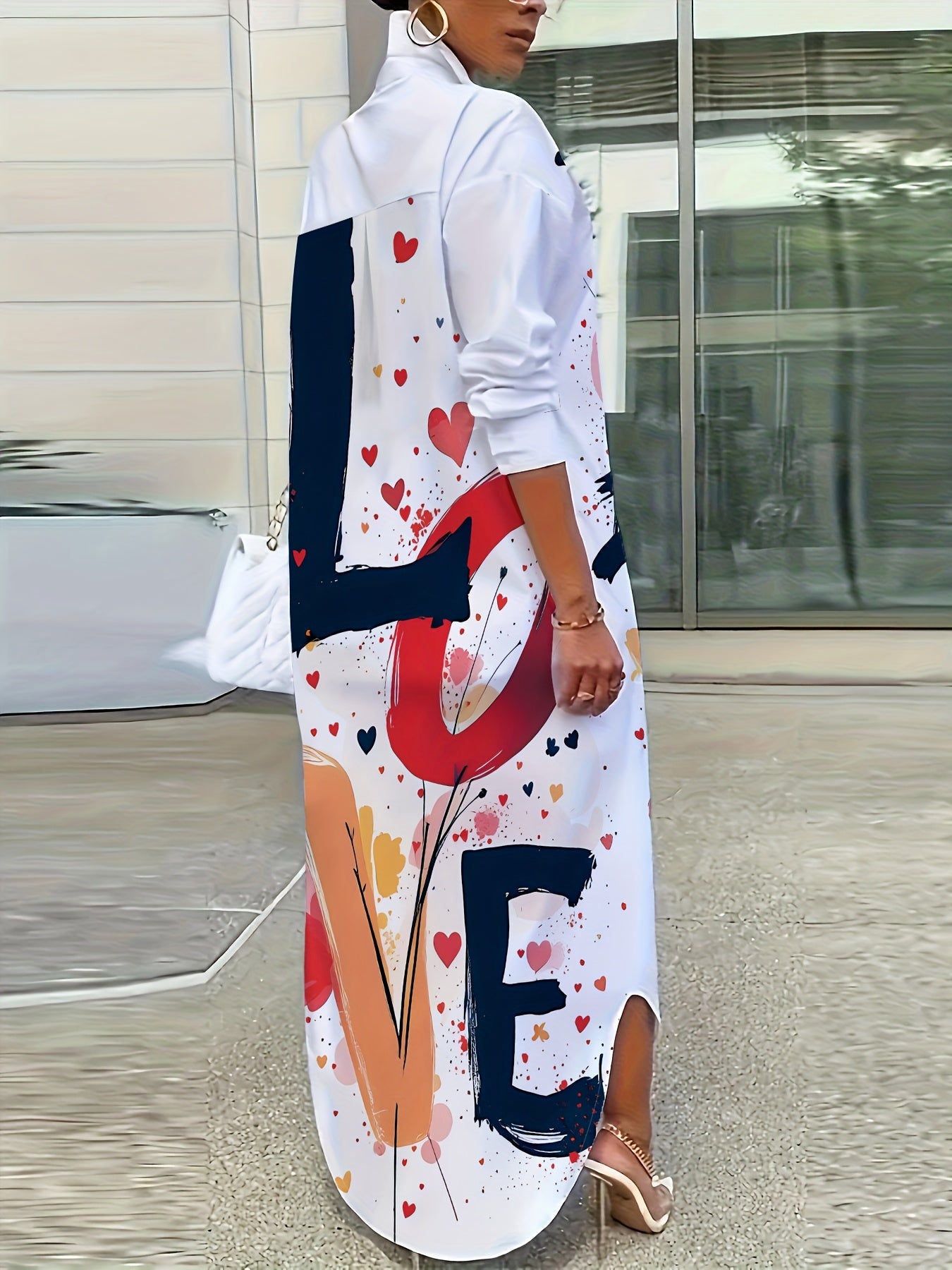 Women'S Elegant Floral Print Shirt Dress - Long Sleeve, Button-Up Collar, Lightweight, Perfect for Spring/Summer/Fall, Casual to Formal Wear, Casual Attire|Floral Print Dress| Fabric