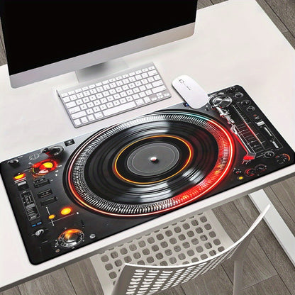 1pc DJ Music Player Design Mousepad - Large Gaming & Office Desk Mat, Non-Slip Rubber Base, Durable Stitched Edges, for PC, Laptop, and Gamers, Mouse Pads for Desk