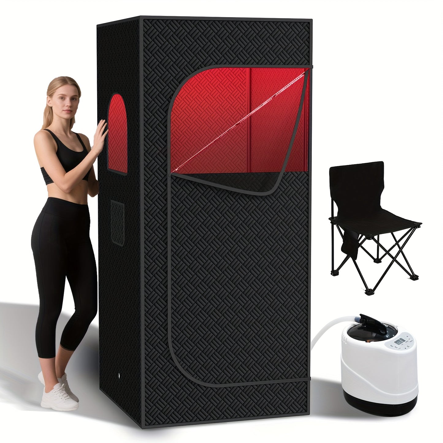 [Remote Control Sauna] Portable Steam Sauna Box, Portable Sauna for Home, Person Sauna Tent Sauna Box At Home Spa with 87.92oz & 1500W, Remote Control, Folding Chair, Home Sauna for Gym, Pilates, Garage, Hot Tub