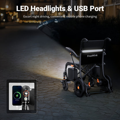 Nihhcune 26-mile Long-range Portable Adult Electric Wheelchair, Full Carbon Fiber Intelligent Electric Wheelchair, Installation-free, One-step Folding And Unfolding, Ultra-light 15kg, 300 Pounds Load-bearing, Suitable for Tra