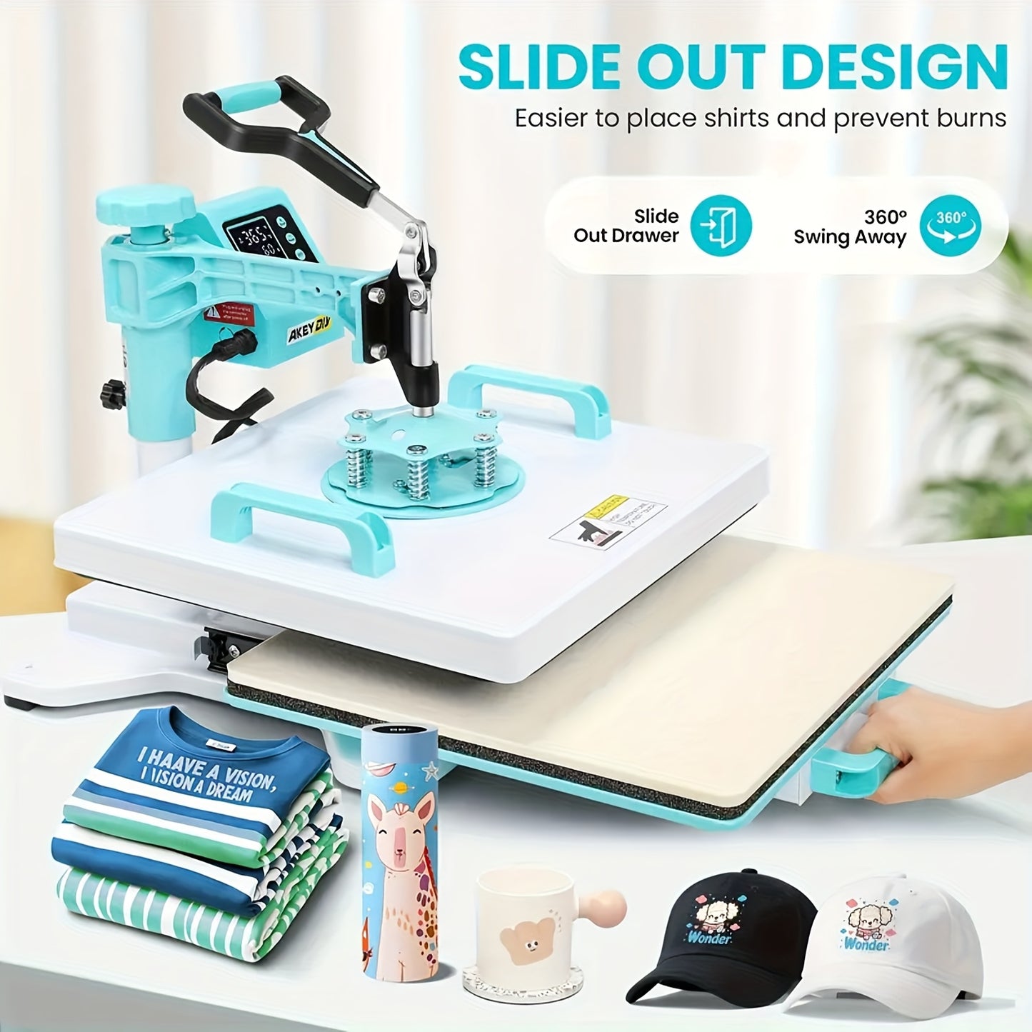 15"x15"/15"x12" - 8in 1/5in 1 Heat Press Combo, Rotatable Design, Multi-Size Transfer Professional Sublimation Kit, Suitable for T-Shirts, Bags, Pillows, Hats, Beanies, Rollers - Three-in-One Automatic Hat Press Only for Hats