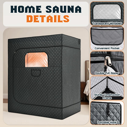 LUXOAK Portable for home Steam Sauna Tent for Two - No Electricity Needed, Quick Setup & Compact Design with Ventilation System, Spacious Interior for Couples, Gym, Spa, or Personal Use - Ideal for Home, Travel, or Commercial