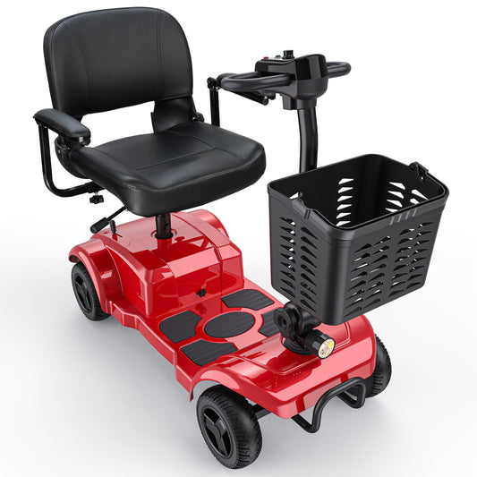 ENGWE Folding 4-Wheel Mobility Scooter, 250W Motor, 24V 12Ah Battery, 15.5-Mile Range, 8" Solid Tires, 265 lbs Capacity, Detachable Basket, Front Light, Compact & Portable for Travel, Shopping, Perfect Gift for Mom's Special