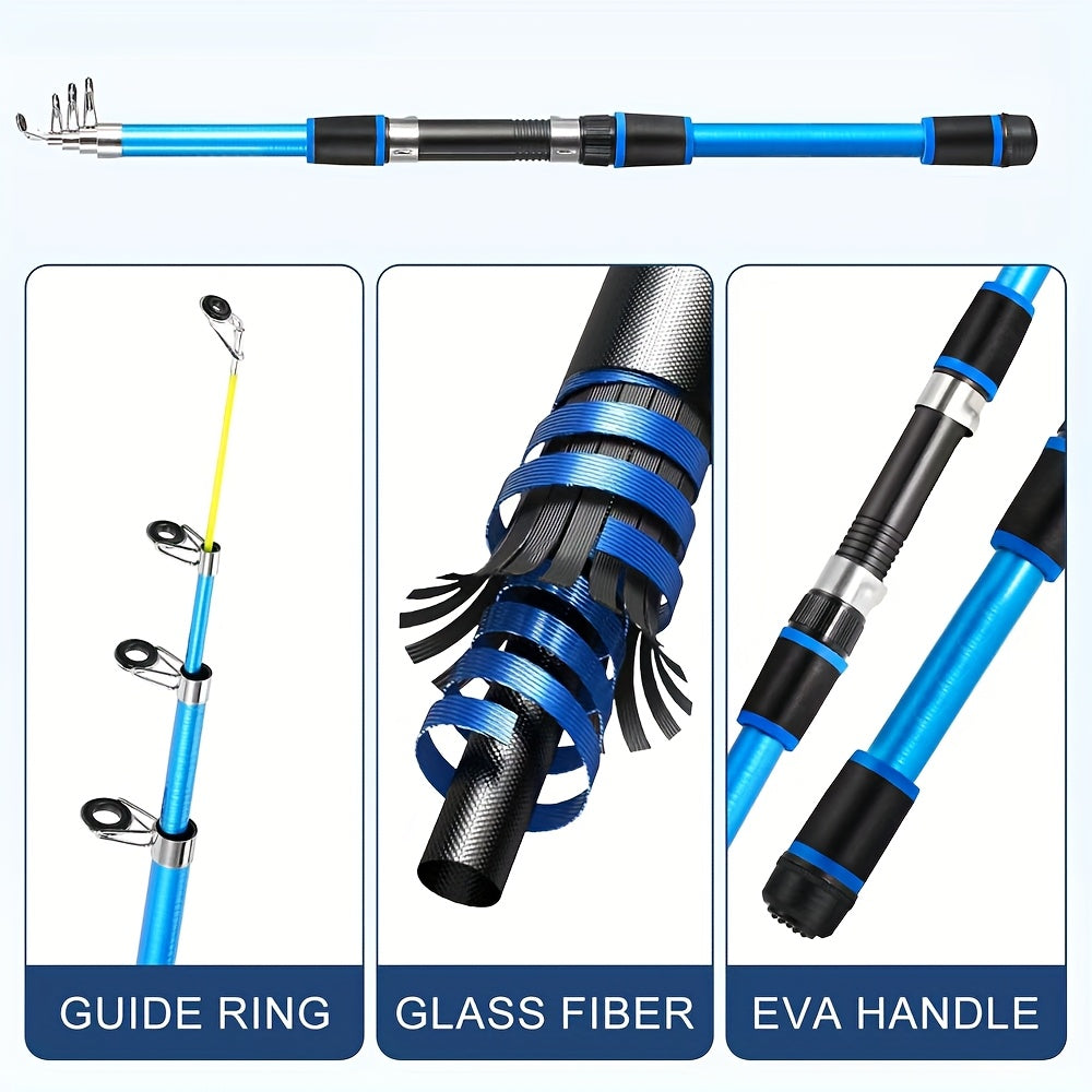 [Spinning Fishing Combo] Telescopic Spinning Fishing Rod and Reel Combo | 1.8m Rod with 5.2:1 3BB Reel, Max Drag 5kg - Full Fishing Accessories Kit Set