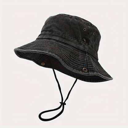 1pc Splicing Wide-brimmed Washed-out Outdoor Sports Mountaineering Fishing Hat for Men And Women, for Travel In Spring And Summer Season