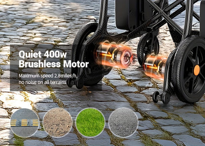 Foldable 28lbs Ultra-Light Carbon Fiber Electric Wheelchair No Setup Dual Lithium Battery 28 Miles Extended Range All-Terrain Flight Approved