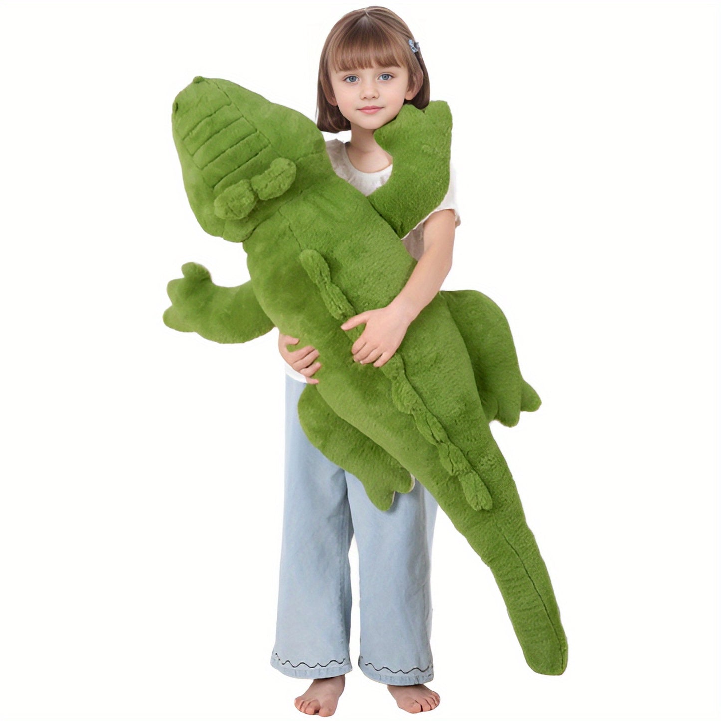 60inch Giant Crocodile Stuffed Animal | Soft Toy Alligator Large Cute Huge Jumbo Big Size Kawaii Fluffy Fat Plushie, Green Knit Fabric, Ideal Gifts for Kids Boys Girls Birthday, Halloween, Christmas, Valentine'S Day.