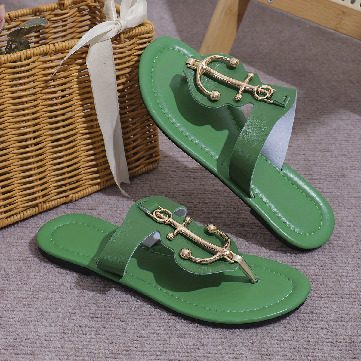 Women's Trendy Slide Sandals, Casual Clip Toe Flat Summer Shoes, Lightweight Slide Sandals