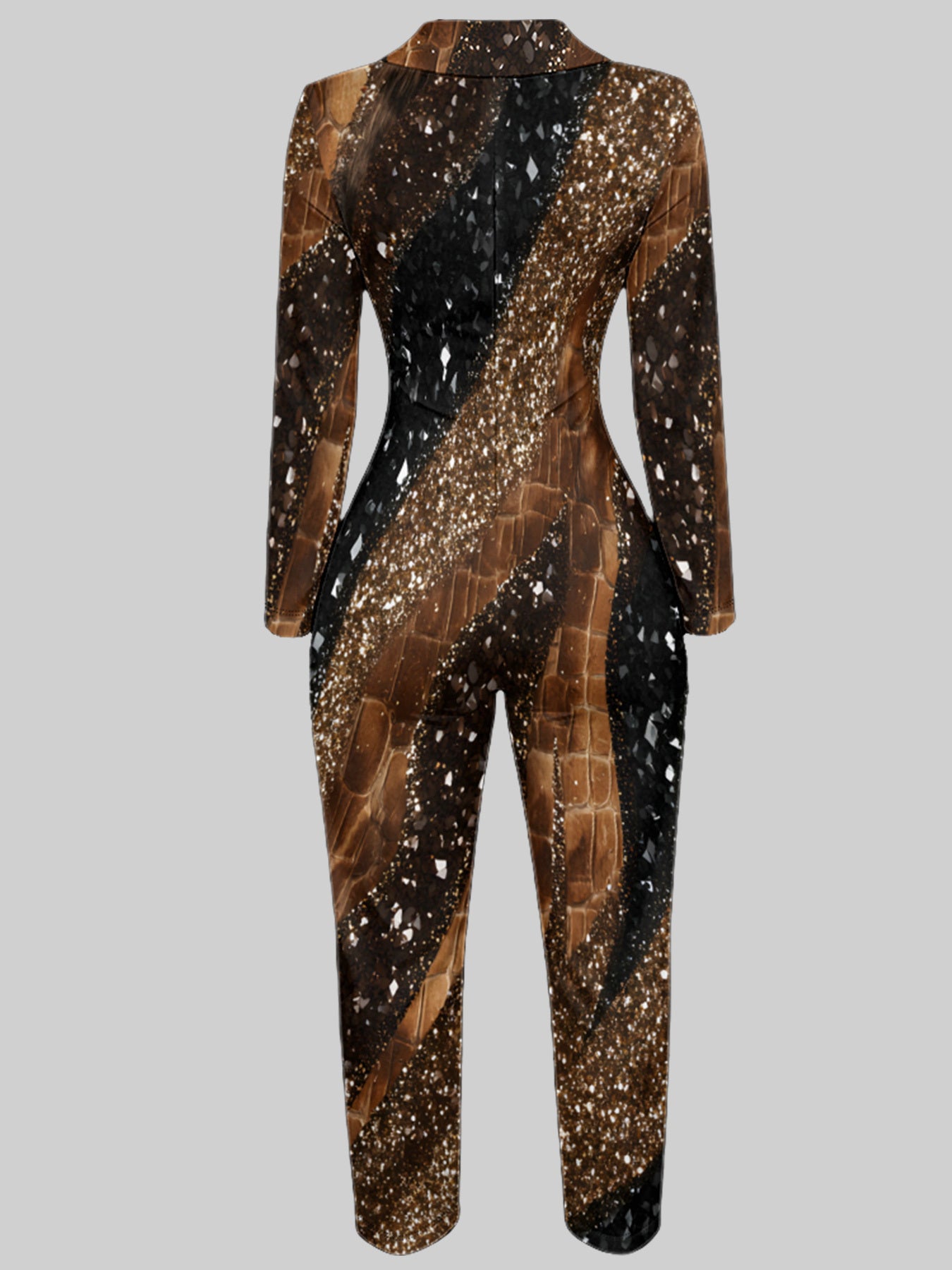 Ladies' Four-Season Long-Sleeved Sexy Jumpsuit | Front Zipper Design, Light Style, Fashionable Full-Print, Perfect for Daily Outings and Casual Wear, Fashionable and Sexy Outfit