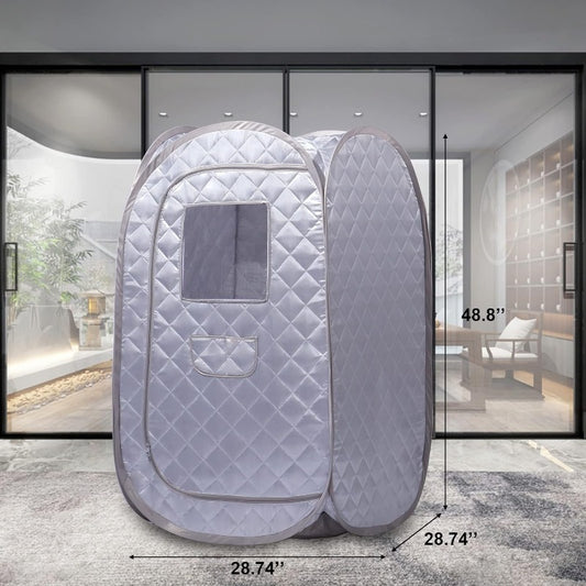 Smartmak Portable Sauna Tent | Foldable One Person Full Body Spa for Detox Therapy Without Steamer - Grey, Made of Polyethylene Terephthalate, No Electricity Required