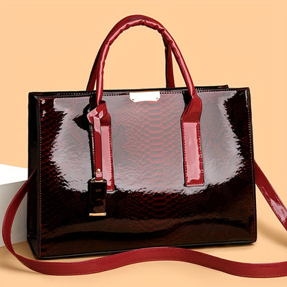 Women'S Large Capacity Elegant Handbag with Detachable Strap & Golden-Tone Hardware - Structured Tote, Golden-Tone Hardware & Zipper Closure