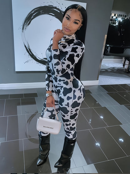 Women'S Camouflage Print Long Sleeve Jumpsuit with V-Neck, Button Detail, and Wide-Leg Pants - Casual All-Season Home & Casual Attire, Jumpsuit for Women, Comfortable Fashion, Stylish Button Detail