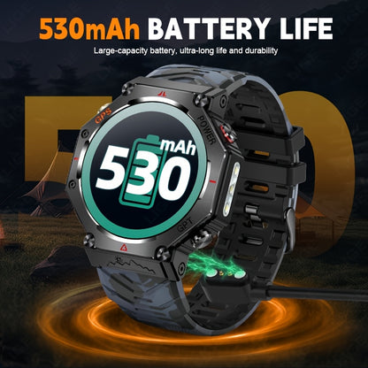 Men's Smartwatch - 1.39inch full touch HD Display, come with long range flashligh & GPS function, 530mAh large battery capacity, Wireless Calls/dial, compass, Music Control, massive sports modes, Zinc Alloy Case, Silicone and