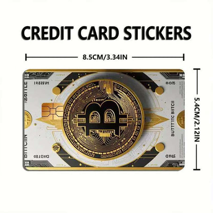 5pcs Set 2025 New Bitcoin Credit Card Skins - Holographic Gloss PVC/Scratch-Resistant Stickers with Bitcoin Logo & Emblem, Permanent Adhesive Removal (No Residue) for Crypto Cards, Collectible for DFeva Enthusiasts