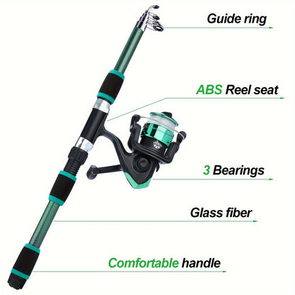Sougayilang Fishing Rod Combo Set, 1.8m Telescopic Sea Fishing Pole With Reel, Line, Lures & Accessories For Beginners
