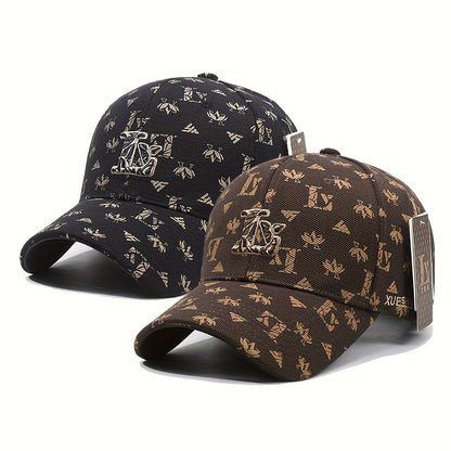 2pcs LV Letter Embroidered Baseball Caps Set - Luxury Adjustable Snapback Hats with Duckbill Brim, Moisture-Wicking Unisex for men & Women, LV Embroidery Design (No Random Variations) for Casual,, Valentine's Day Gift - Hand/
