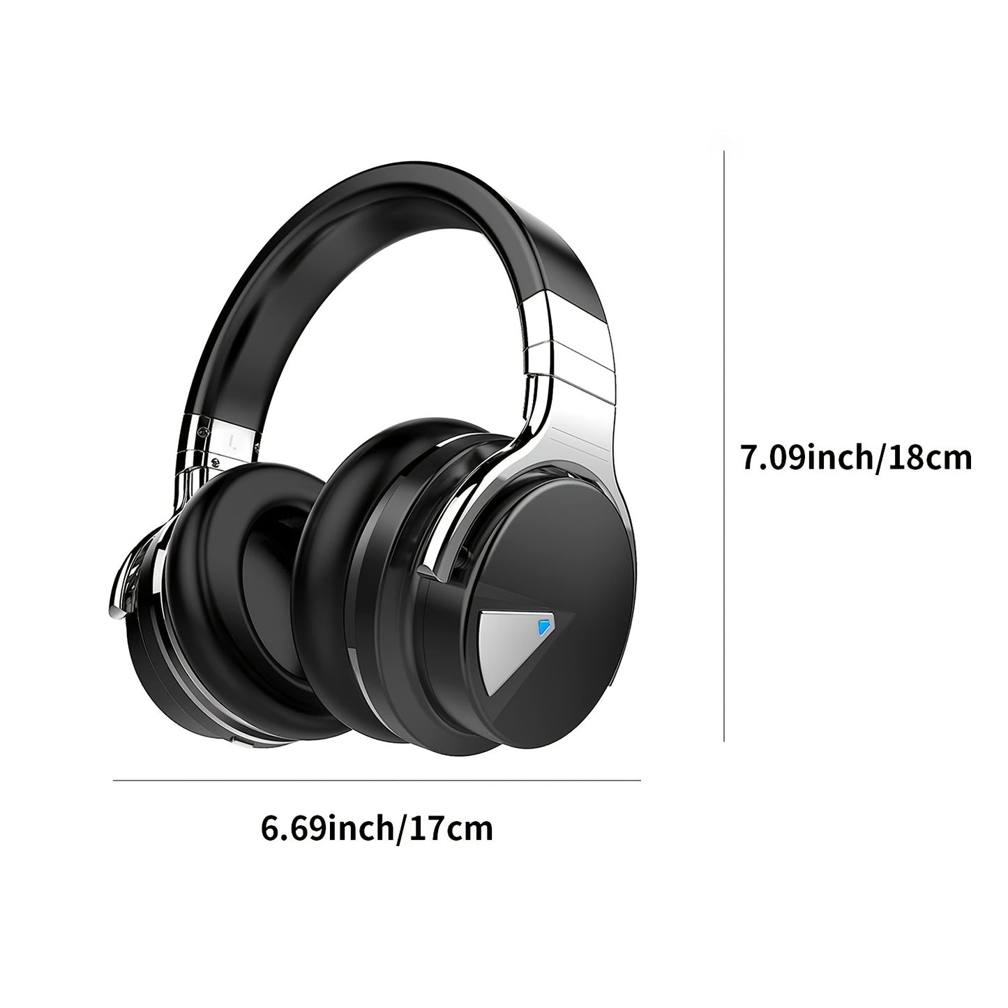 Wireless Noise-Canceling Headphones with Built-in Mic, Deep Bass, Comfortable Protein Ear Cushions, 30-Hour Playtime, Wireless 5.2, Over-Ear Design, Black, Wireless Headphones