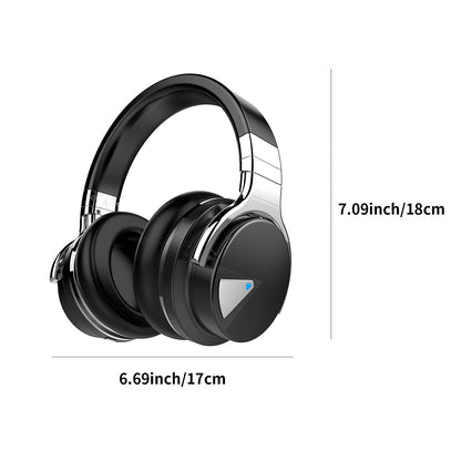 Wireless Noise-Canceling Headphones with Built-in Mic, Deep Bass, Comfortable Protein Ear Cushions, 30-Hour Playtime, Wireless 5.2, Over-Ear Design, Black, Wireless Headphones