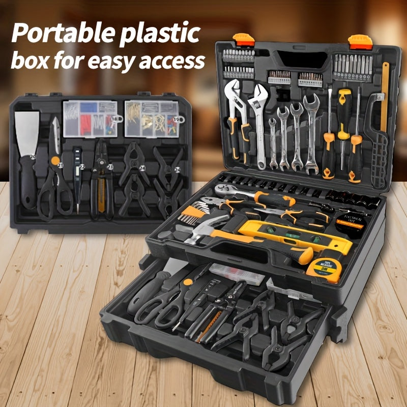 Tool Set, Car Repair Tool Set with Metal Toolbox Storage Box, Toolbox Storage Box with Drawers, Car Portable Iron Toolbox, Hand Tool Set, - Perfect for Maintenance Workers, Father's Day, Valentine's Day Gifts