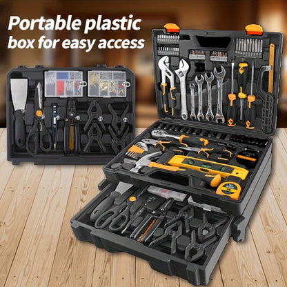 Tool Set, Car Repair Tool Set with Metal Toolbox Storage Box, Toolbox Storage Box with Drawers, Car Portable Iron Toolbox, Hand Tool Set, - Perfect for Maintenance Workers, Father's Day, Valentine's Day Gifts