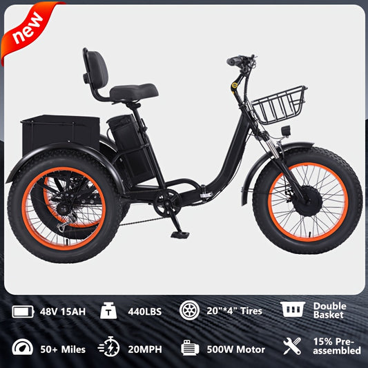 BROOBEY 3-Wheel Mobility Scooter with LCD Dashboard, 700W Peak Power, 48V15AH Removable Battery, 330 lbs Capacity, 50-Mile Range, 20"X4.0" Fat Tires, 18mph Top Speed