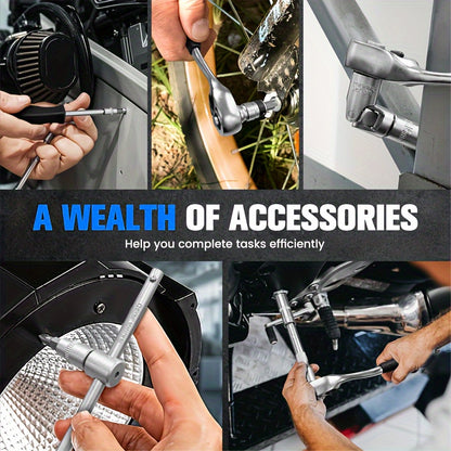 172/45pcs Professional Auto Repair Kit, Ratchet Wrench Set, Torque Wrench, 1/2 *1/4" 3/8" Drive Depth And Standard Sleeve, Auto Repair And Household Machine Tool Set, Suitable for Car And Bicycle Repair Tools