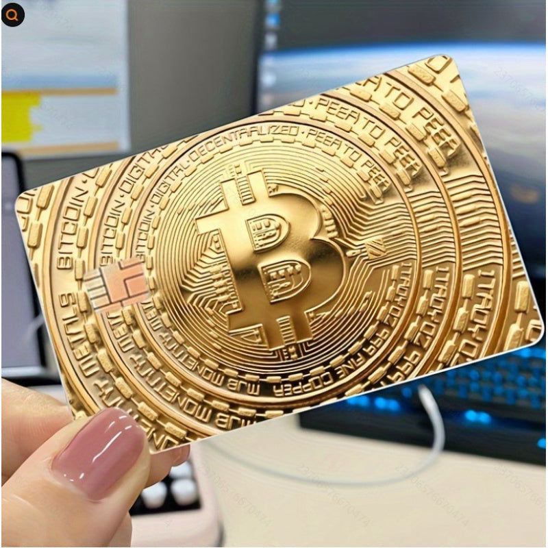 5pcs Set 2025 New Bitcoin Credit Card Skins - Holographic Gloss PVC/Scratch-Resistant Stickers with Bitcoin Logo & Emblem, Permanent Adhesive Removal (No Residue) for Crypto Cards, Collectible for DFeva Enthusiasts