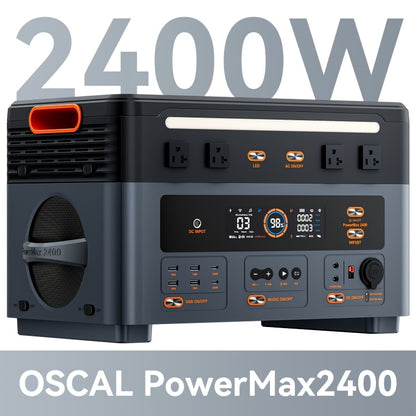 OSCAL 1872Wh Solar Generator 2400W(4800W Peak) LiFePO4 Portable Power Station PowerMax 2400 Full Charging, APP Control Battery Backup For Home, Camping & RVs With Solar Charger