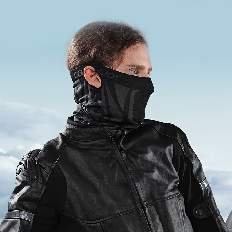 Unisex Face Mask Scarf Neck Gaiter, Breathable Elastic Soft Reusable Half-Face Mask, Black Ear-Loop Knitted Face Cover, Multi-Functional Headwear