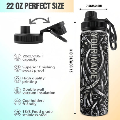 [Custom] 1pc, Beautiful and Personalized Print. 20oz, 22oz, 40oz Steel Insulated Bottle Cups with Lids. Drinkware for Summer and Winter. Outdoor Travel Sports Accessories. The Best Gift for Mother's Day, Father's Day, Other F